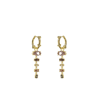 Pendientes de plata piedras de colores en tonos marrones y rosa