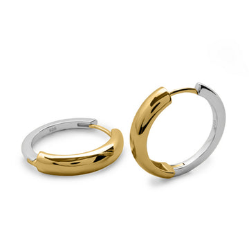 Pendientes de aro bicolor diámetro mediano con dorado delante