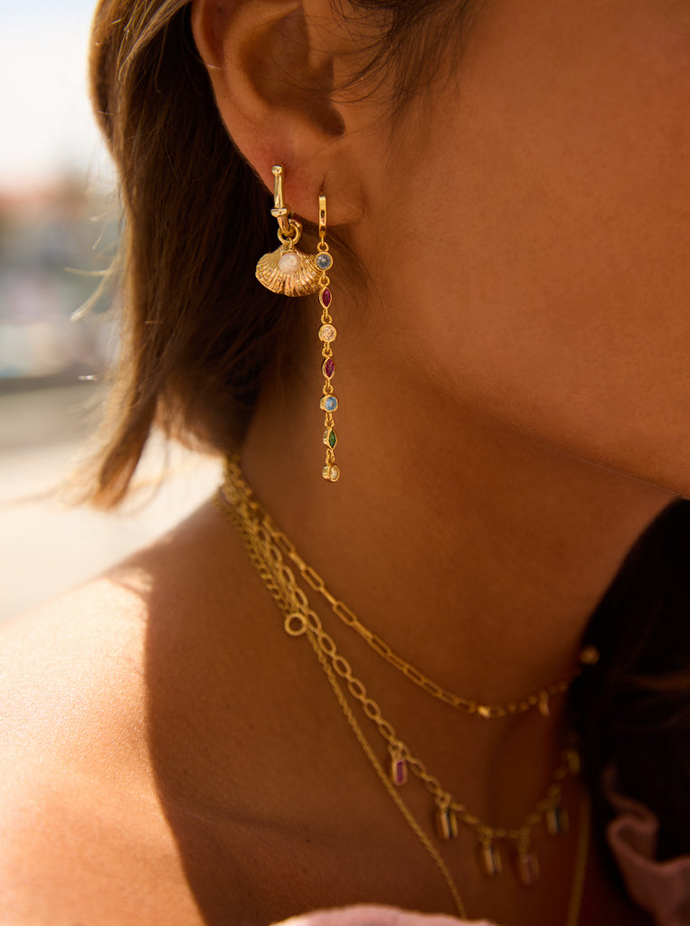 Pendientes con colgantes estilo aro diseño concha