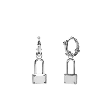 Pendientes aro colgantes de plata con diseño candado