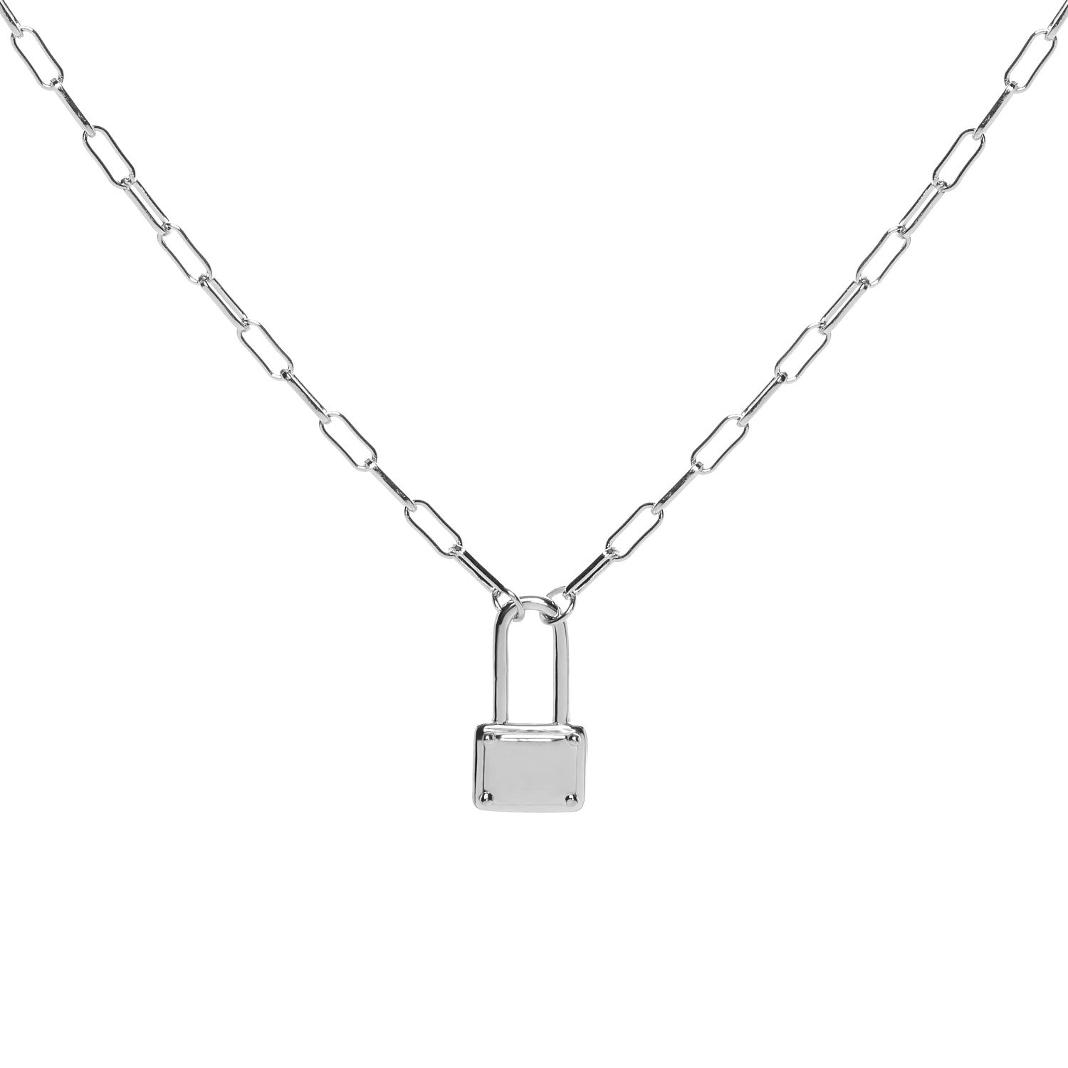 Collar cadena de plata con diseño candado