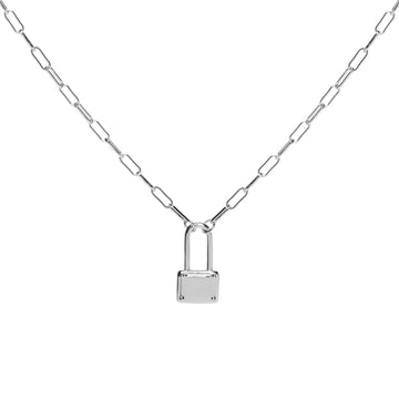 Collar cadena de plata con diseño candado