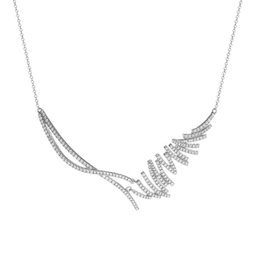 Collar de plata con circonitas en diseño zigzag enredado