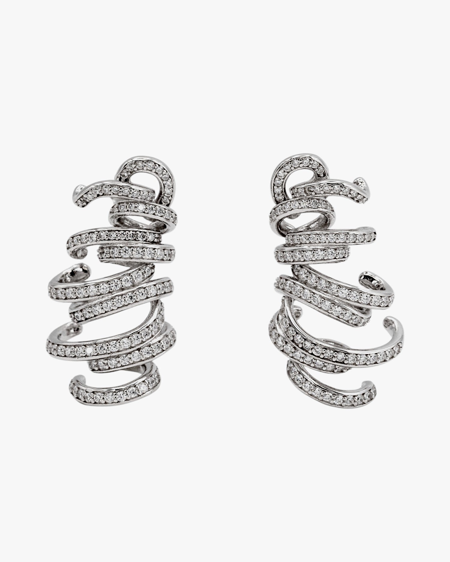Pendientes largos de plata diseño original enredado y circonitas