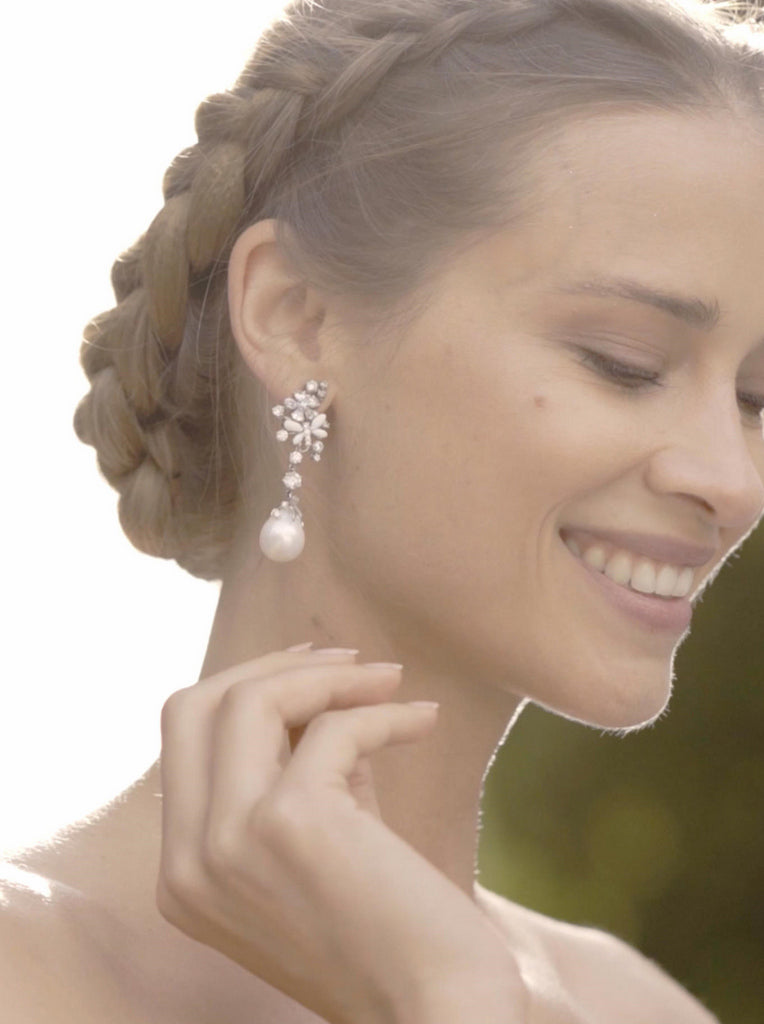 Pendientes perlas de plata estilo barroco diseño vintage