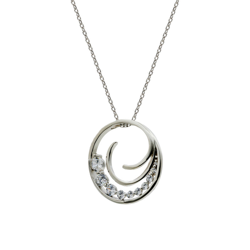 Collar circular espiral de plata con circonitas