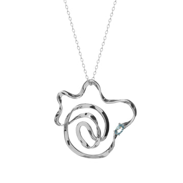 Collar de plata en espiral con piedra en tono azul