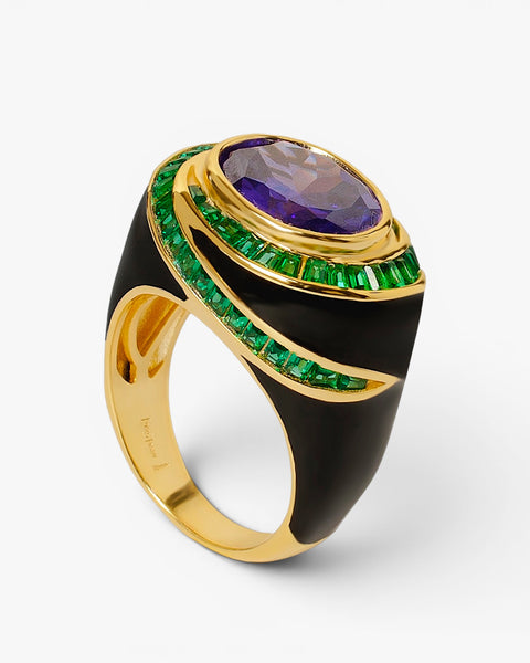 Anillo de plata con piedras diseño vintage