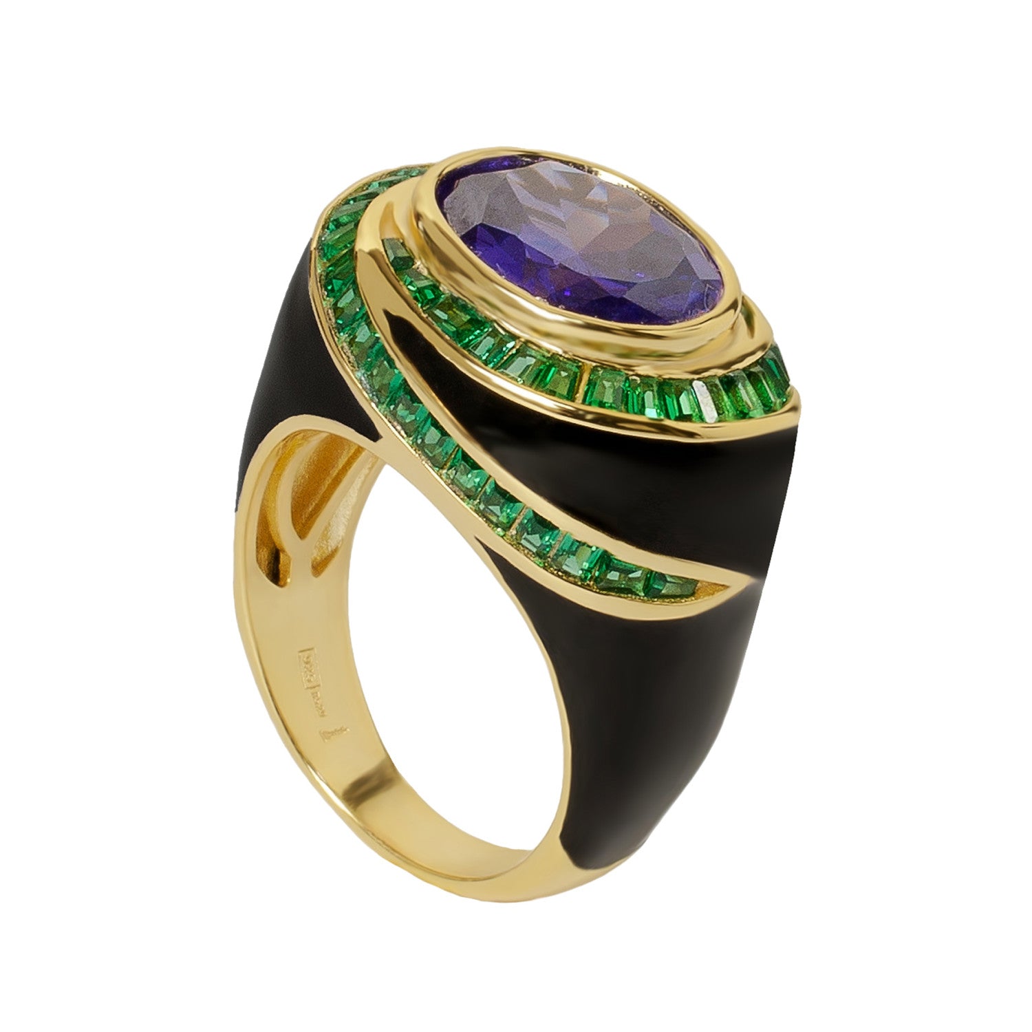 Anillo de plata con piedras diseño vintage