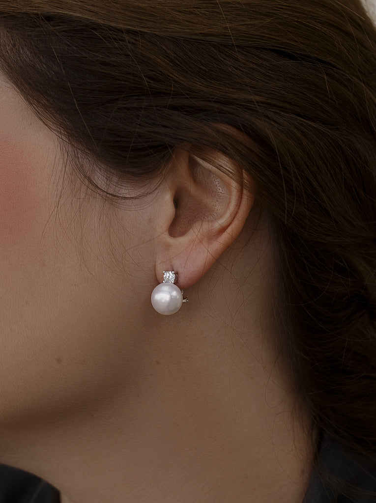 Boucles d'oreilles perle tu et yo avec zircons grandes