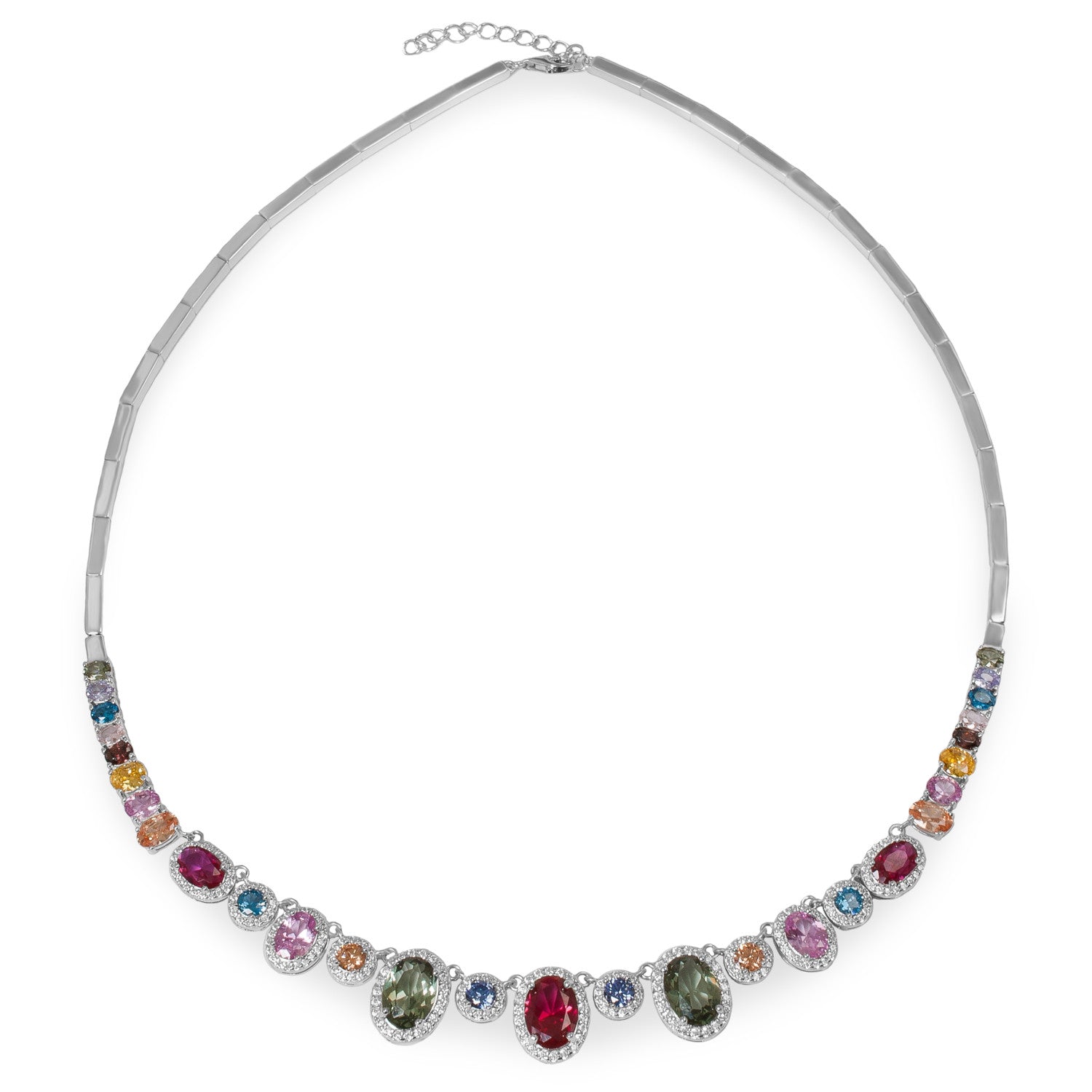 Collar de plata con piedras multicolor – diseño joya de arcoíris