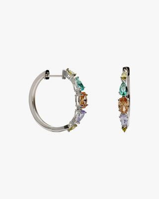 Pendientes de aro en plata con piedras tonos tierra
