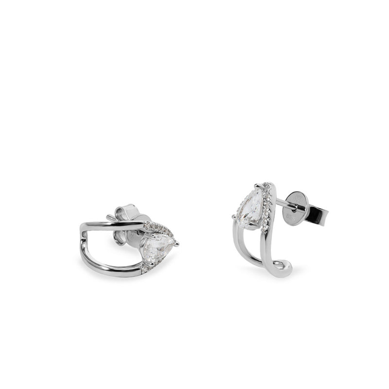 Pendientes pequeños de plata con circonita en talla de pera