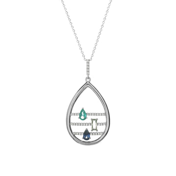 Collar de plata con colgante lágrima y circonitas multicolor