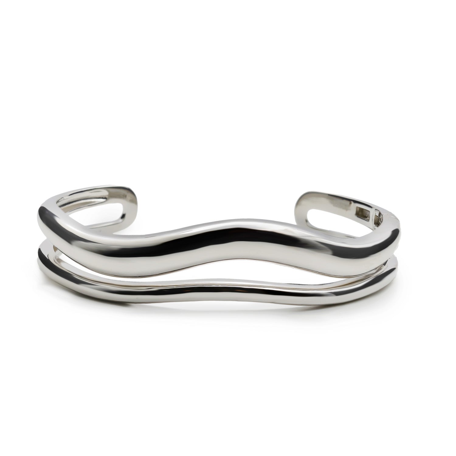 Pulsera esclava doble de plata diseño irregular