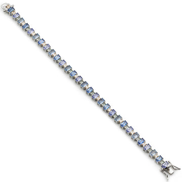 Pulsera de plata con piedras rectangulares en tonos azules