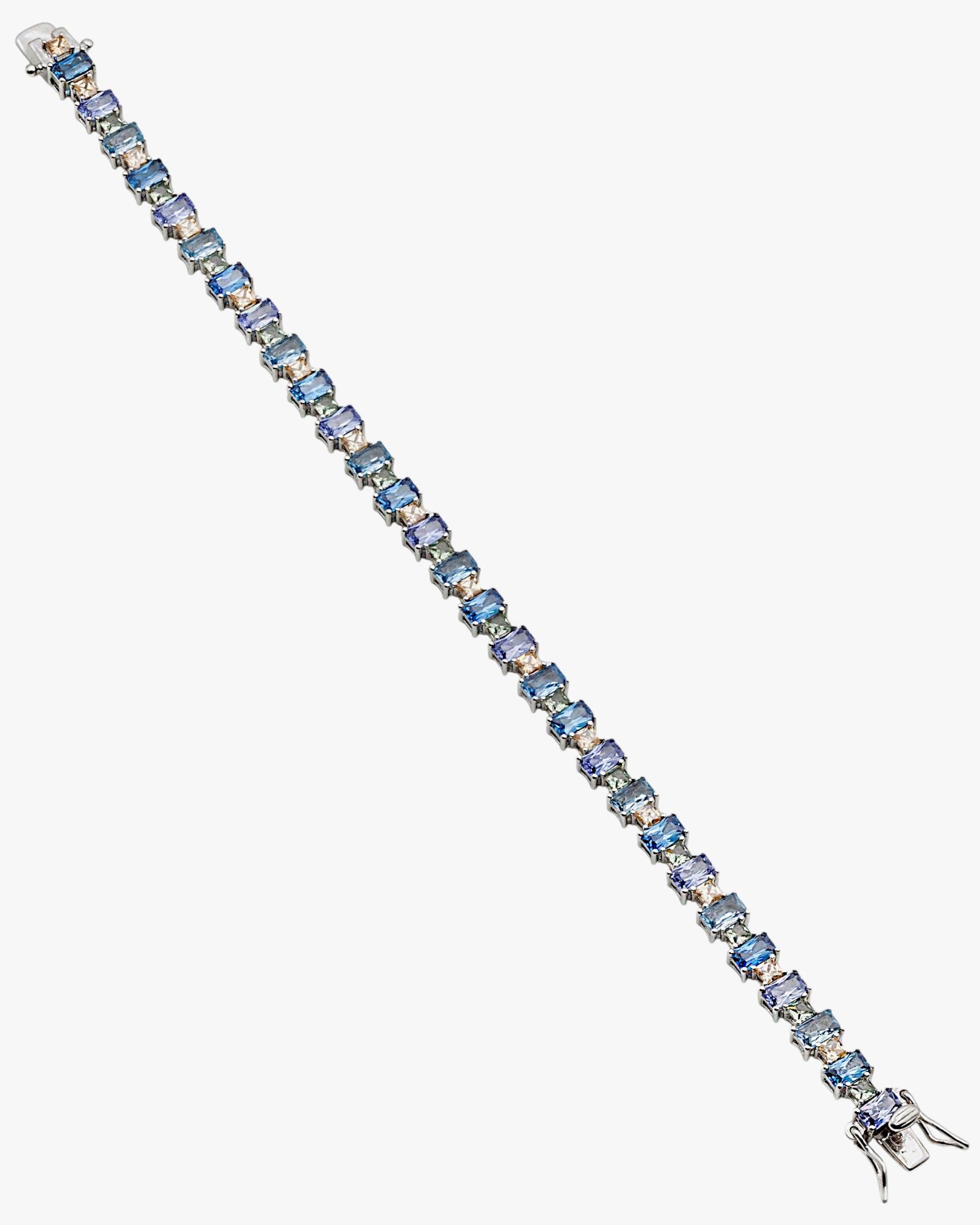 Pulsera de plata con piedras rectangulares en tonos azules