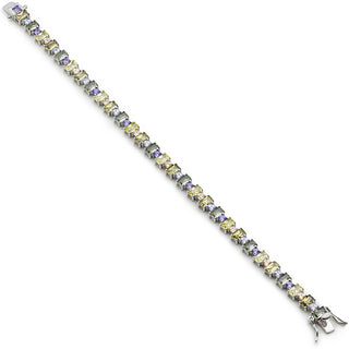 Pulsera de plata con piedras rectangulares en tonos verdes