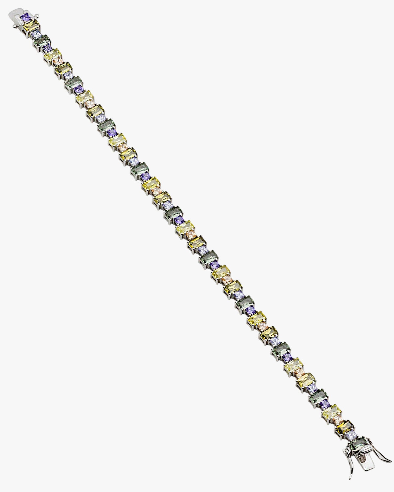 Pulsera de plata con piedras rectangulares en tonos verdes