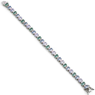 Pulsera de plata con piedras rectangulares en tonos frios