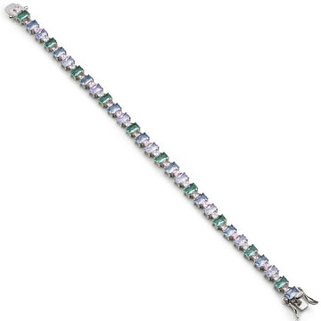 Pulsera de plata con piedras rectangulares en tonos frios