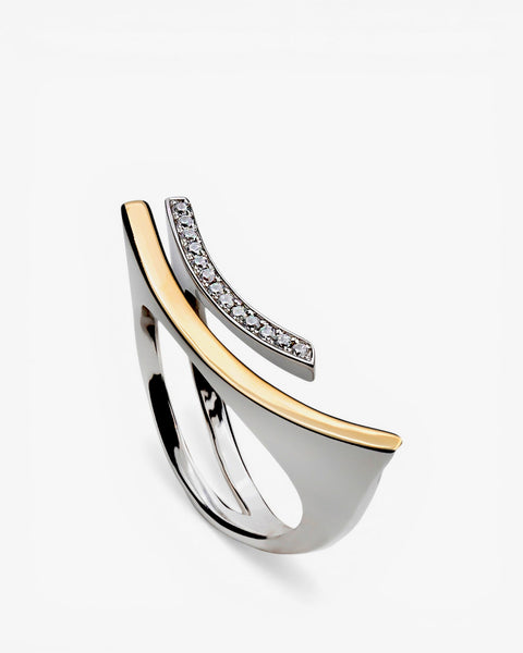 Anillo bicolor de plata estilo minimalista