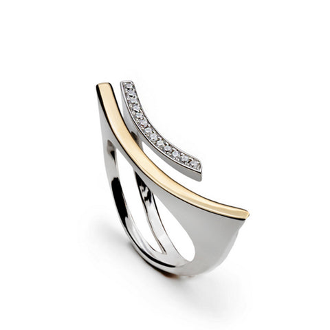 Anillo bicolor de plata estilo minimalista