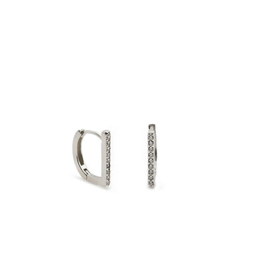 Pendientes aro de plata con circonitas pequeños con estructura lineal