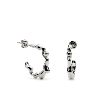 Pendientes aro de plata diseño irregular hinchado