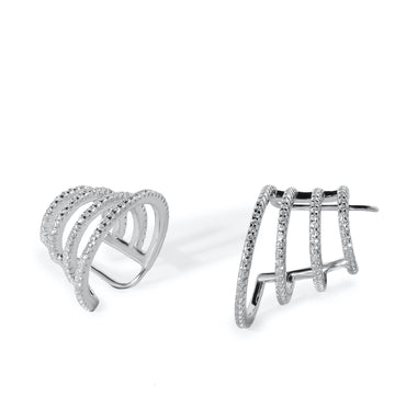 Pendientes originales de plata estilo trepadores diseño moderno