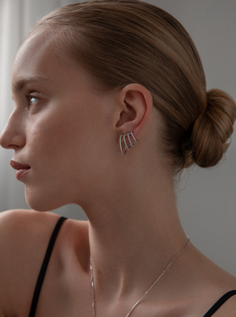 Original silver climber style earrings, modern design