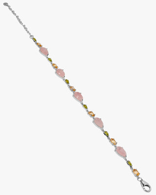 Multicolor silver bracelet with pink, green and champagne stones