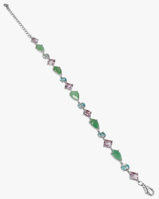 Multicolor silver bracelet in green, pink and blue