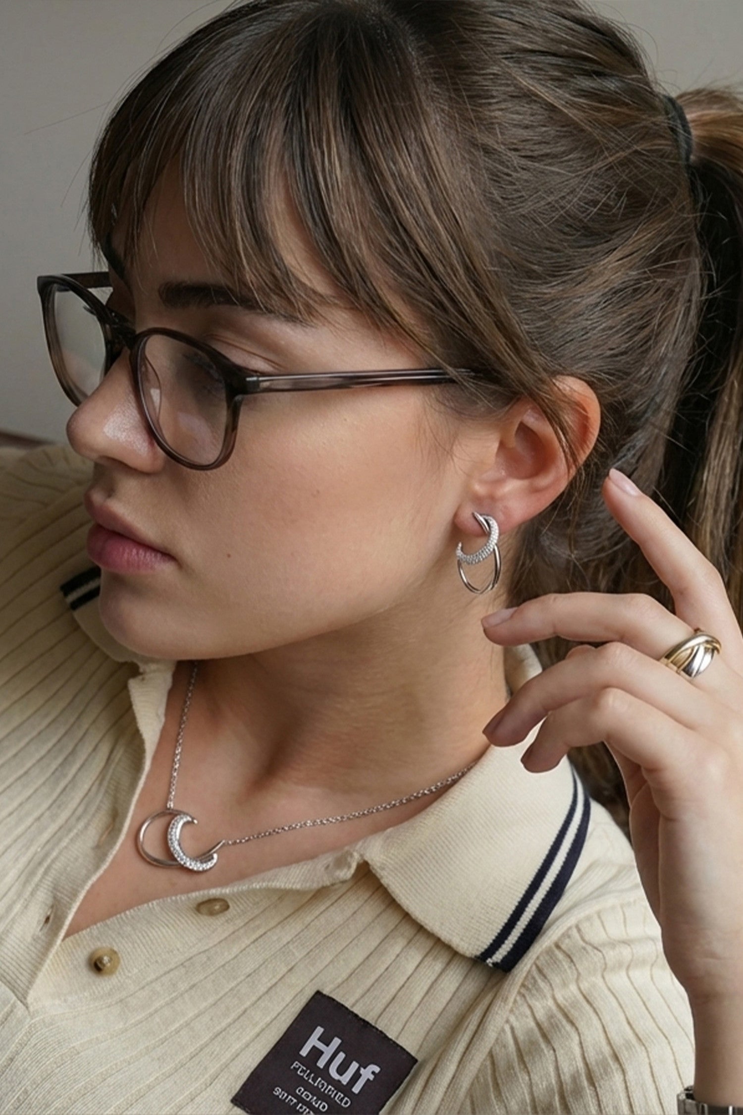 Pendientes diseño originales de plata con circonitas