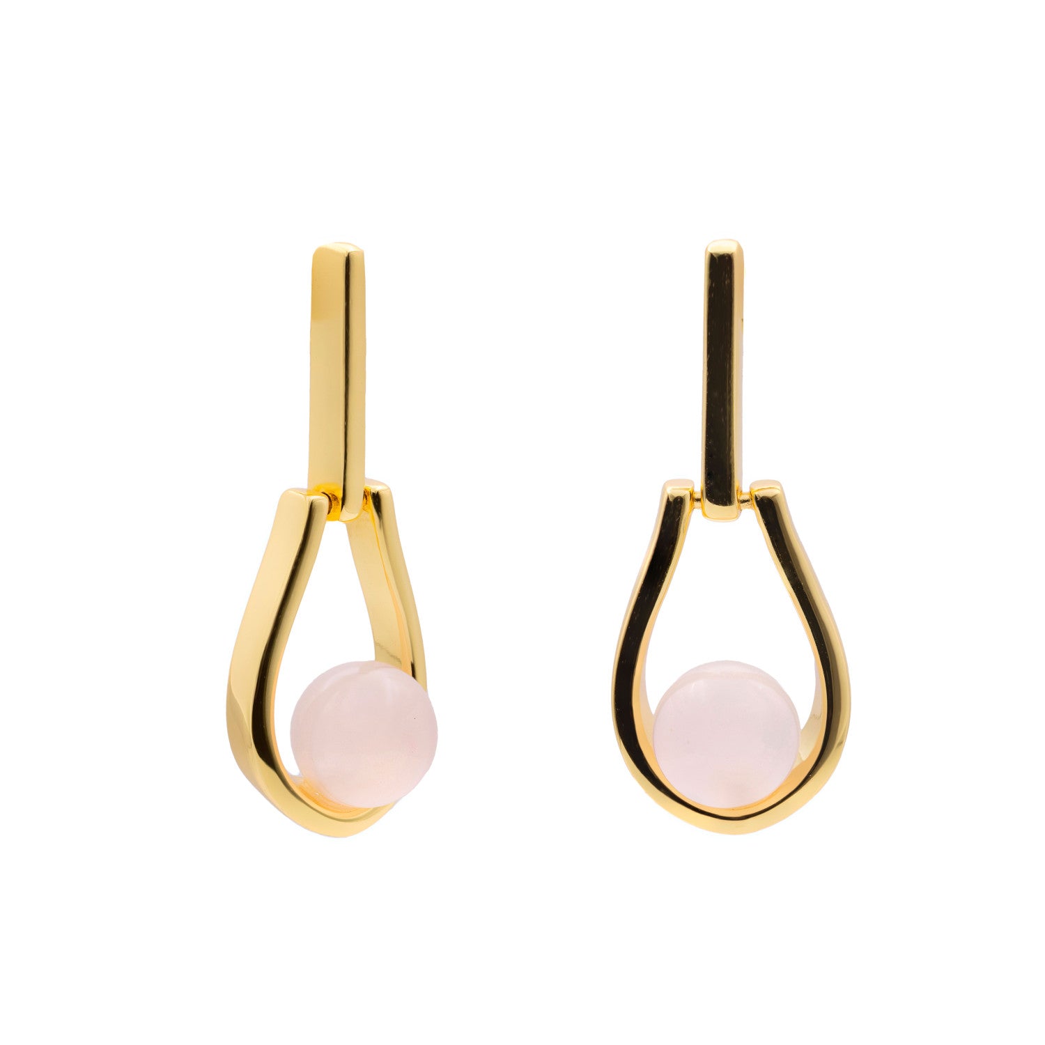 Pendientes de plata bañados en oro con piedra rosa