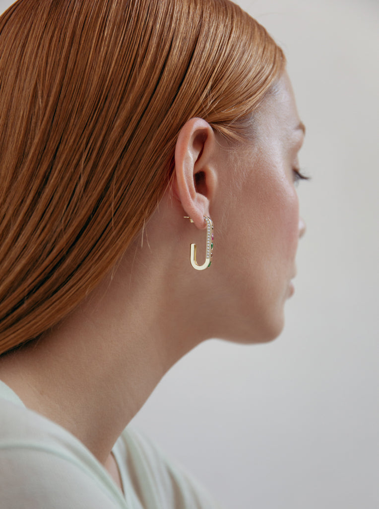 Pendientes aro de plata dorada con circonitas multicolor