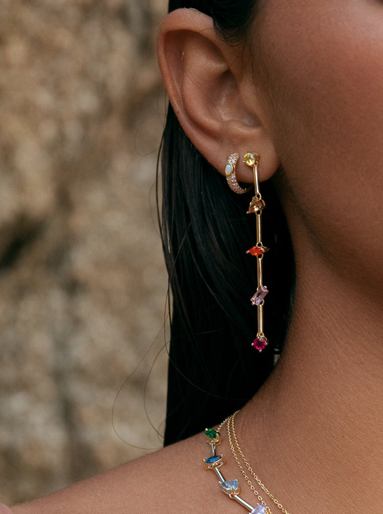 Pendientes aro pequeños de plata con circonitas en tono rosado