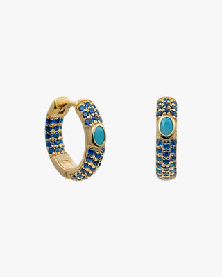 Small hoop earrings with blue cubic zirconia