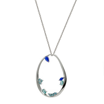 Anillo de plata grandes originales con gemas en tonos azules