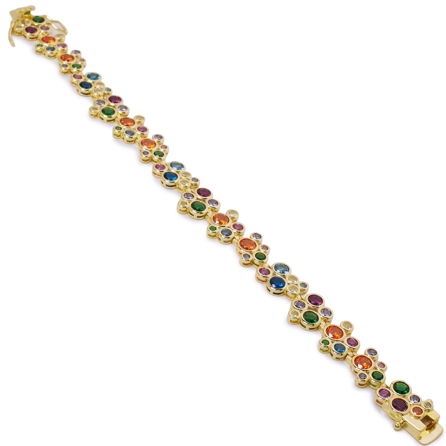 Pulsera de plata bañada en oro multicolor con circonitas