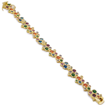 Pulsera de plata bañada en oro multicolor con circonitas