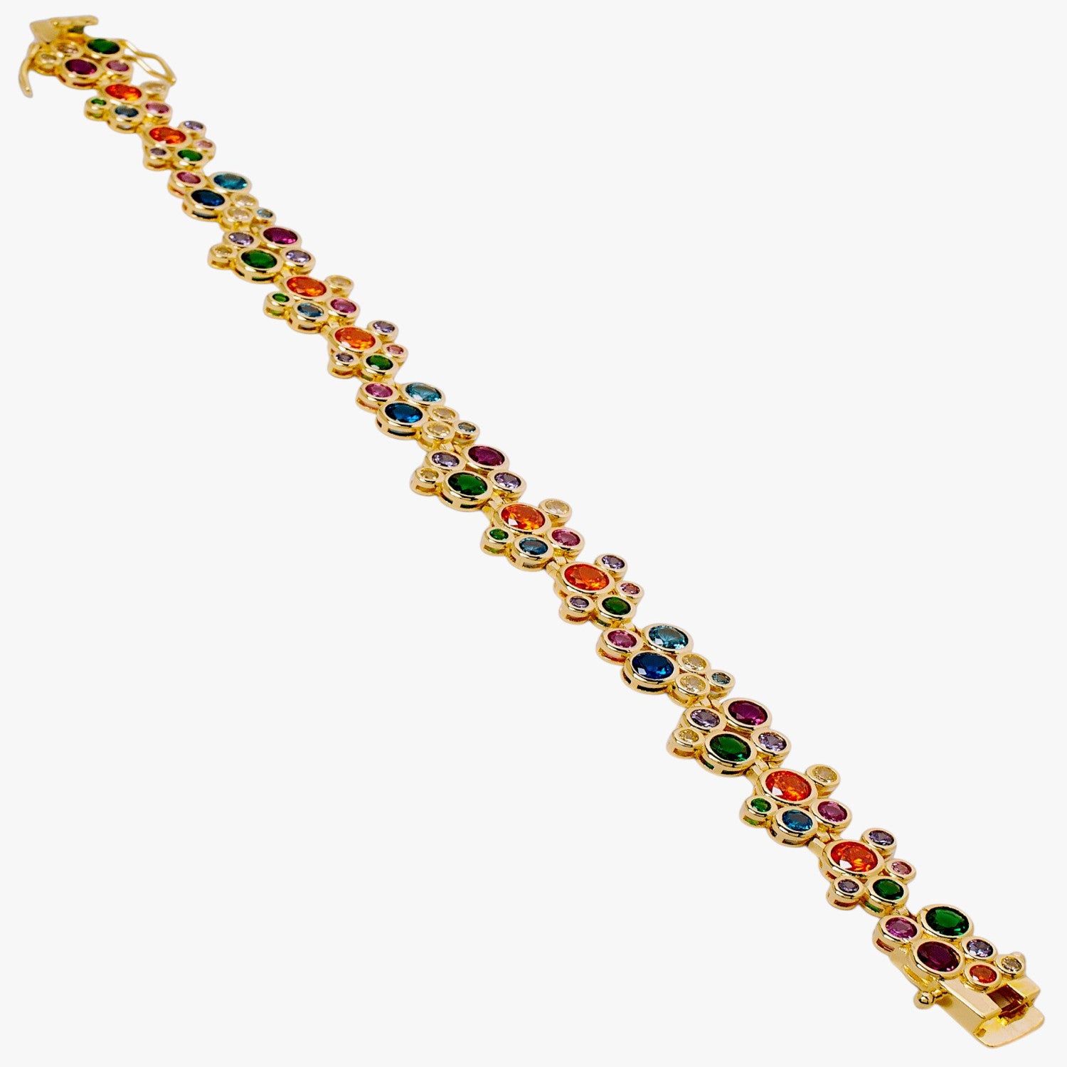 Multicolored gold-plated silver bracelet with zircons