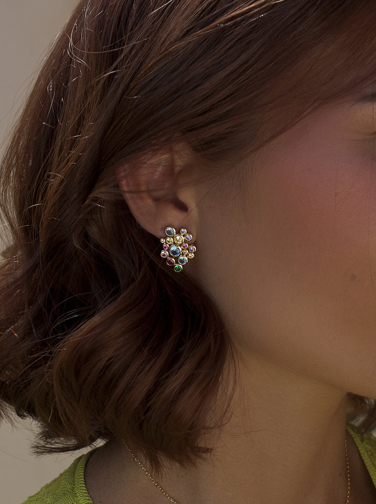 Pendientes de plata 925 con circonitas multicolor