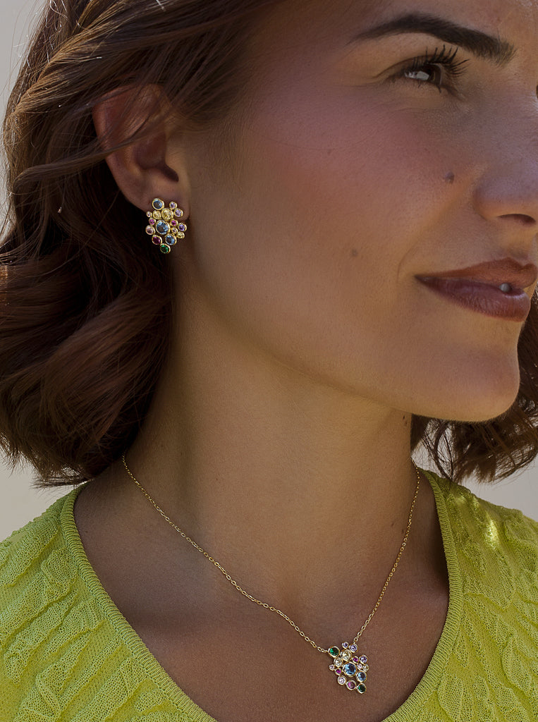 Pendientes de plata 925 con circonitas multicolor