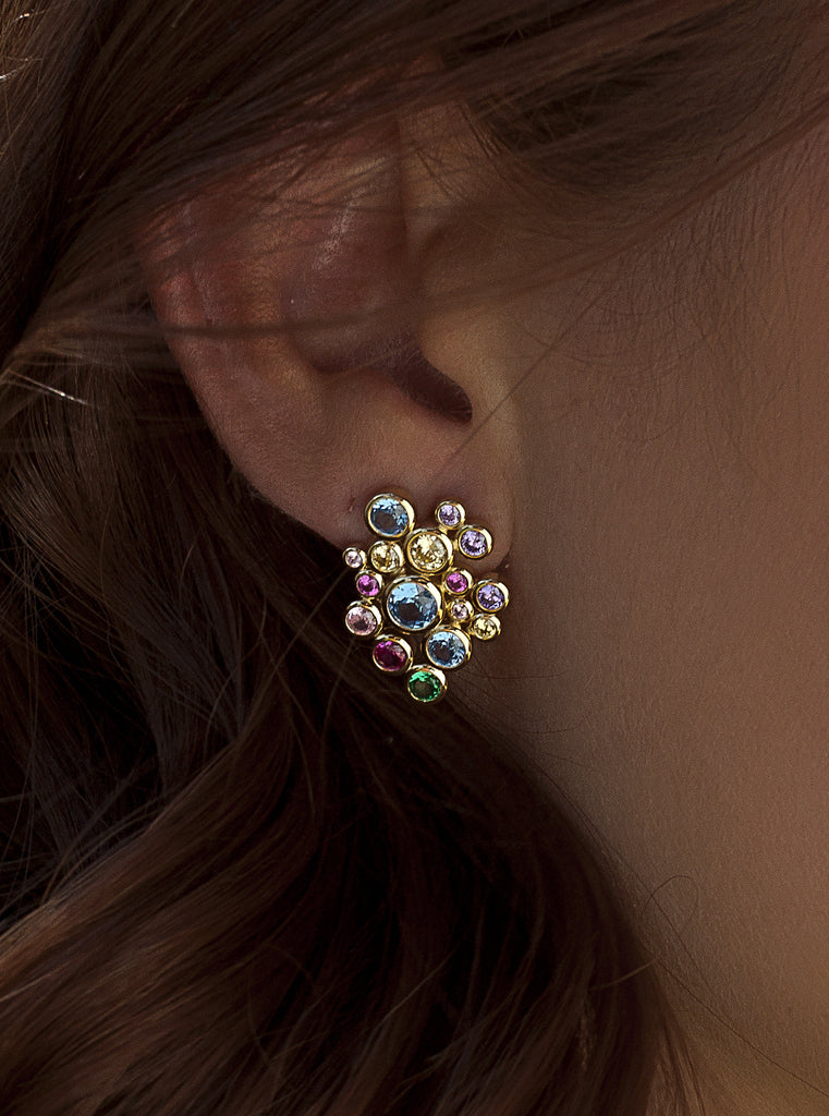 Pendientes de plata 925 con circonitas multicolor