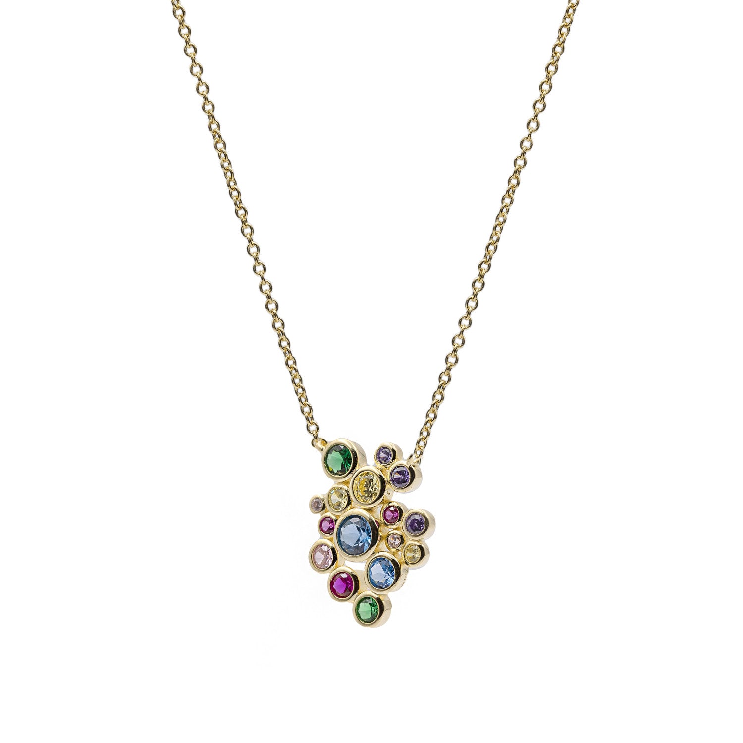 Collar de plata 925 con colgante de circonitas multicolor
