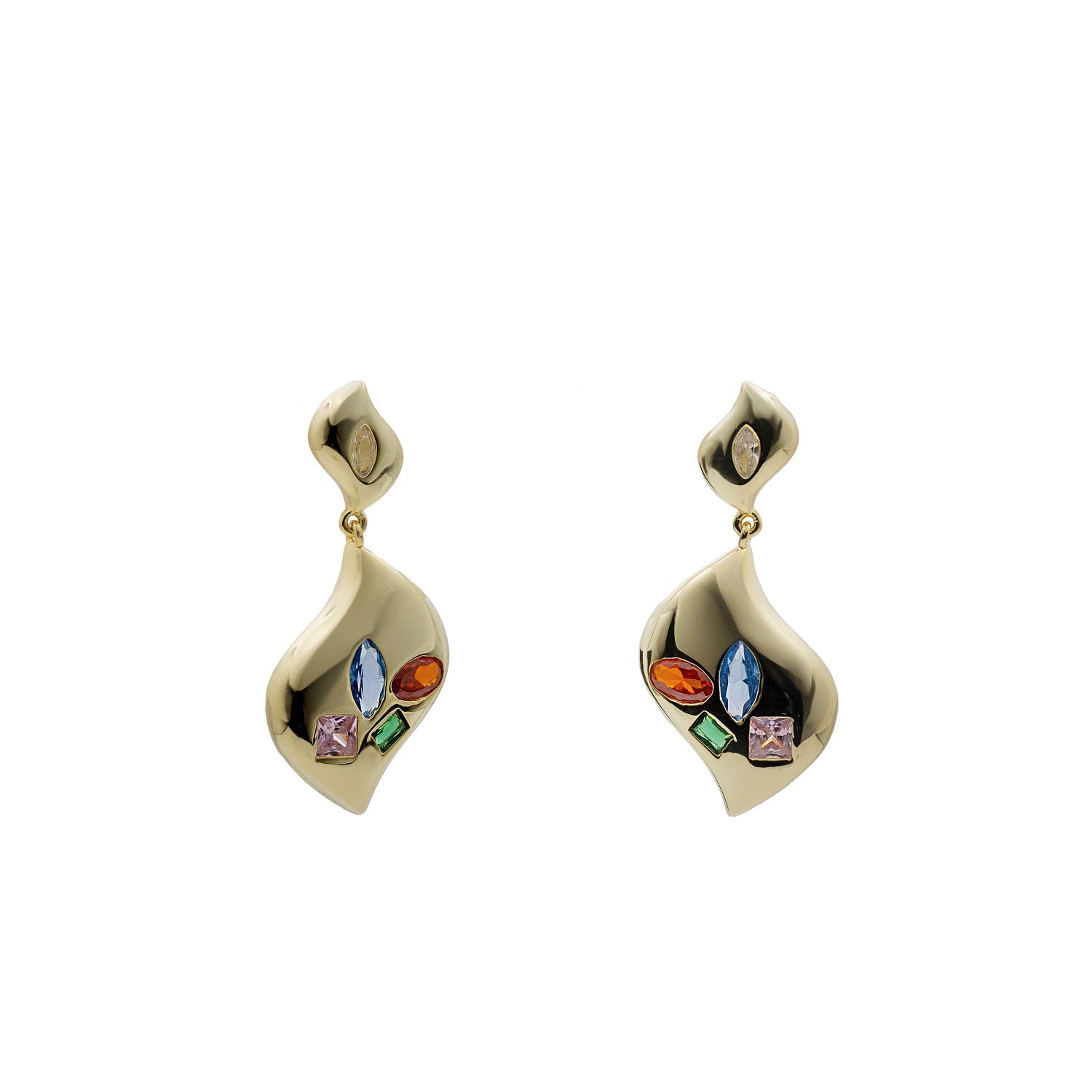 Pendientes de plata 925 bañados en oro con circonitas multicolor