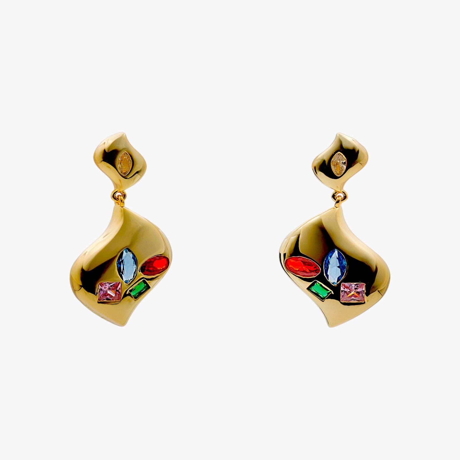 Pendientes de plata 925 bañados en oro con circonitas multicolor