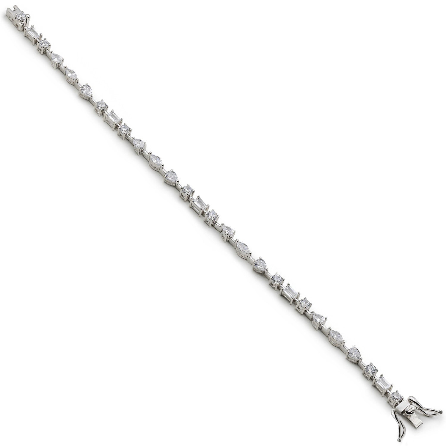 Silver bracelet with white cubic zirconia in various cuts