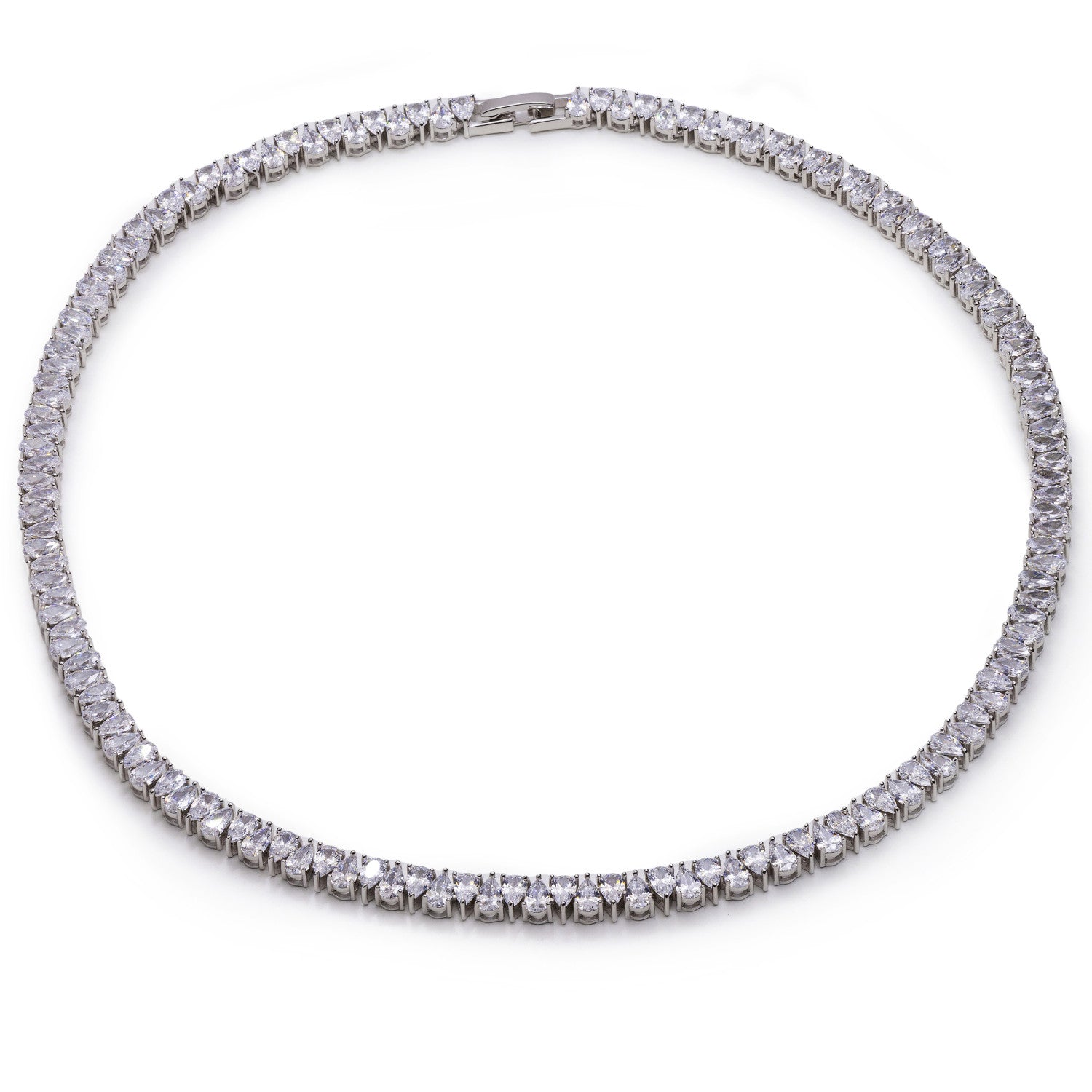 Collar tenis de plata con circonitas blancas talla pera